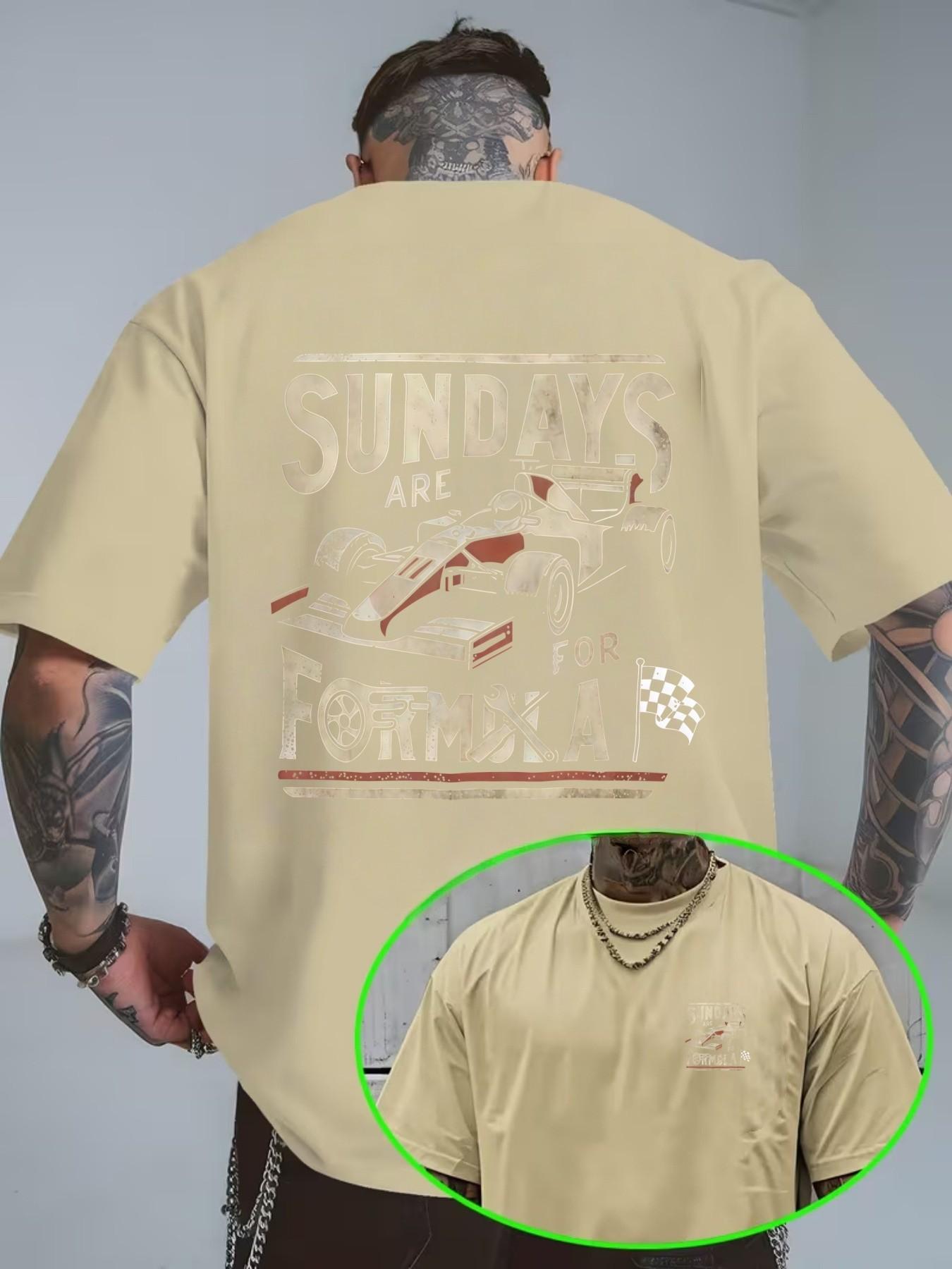 F1 Racing Print Vintage Cotton Short Sleeve T-Shirt, Casual Loose Fit, Home Wear, Daily, Tiktok Trend, Comfortable Unisex Top