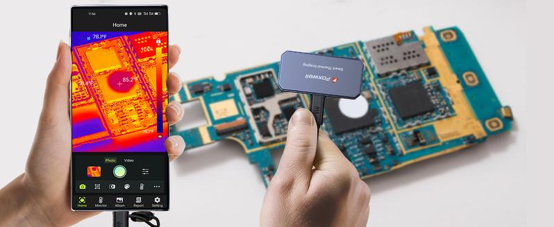 FOXWELL RT100 Thermal Camera for Android (USB-C) / iOS Smartphones, 256x192 Super IR Resolution Thermal Imaging Camera, -4°F to 1022°F Thermal Imager for Home/HVAC/Electrical/Plumbing/Automotive Inspection