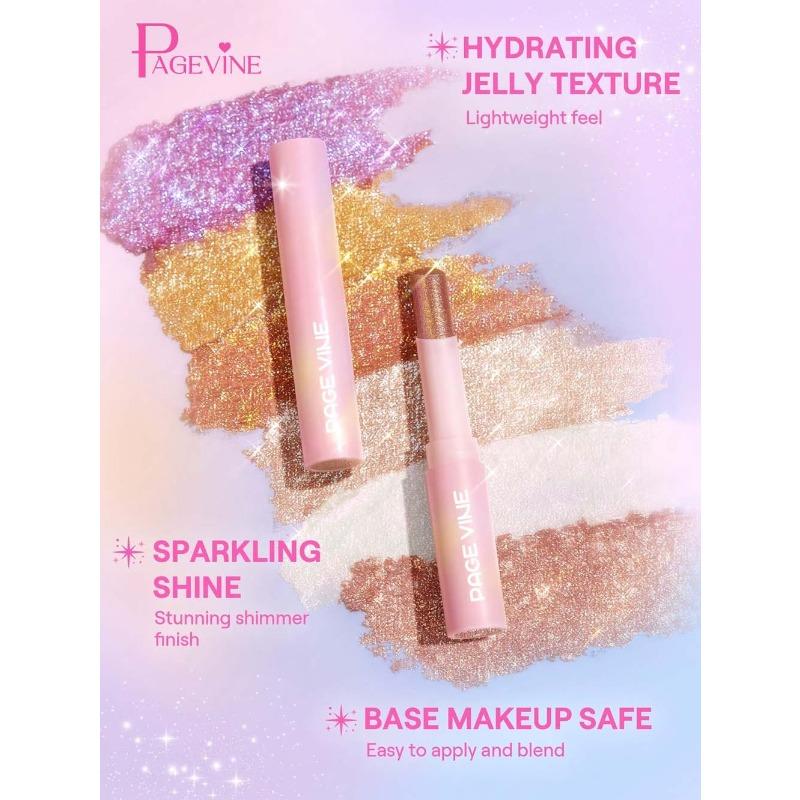 PAGE VINE Popular Water Gloss Jelly Highlight Eyeshadow Stick Super Shiny Multi-color Eyeshadow Highlight Stick