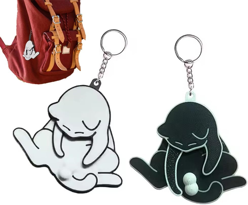 Creative Pull Egg Cat Keychain Pendant, Prank Cat Interactive Keychain, Rotatable Acrylic Bag Pendant, Fun and Unique Accessory, Cute Keychain, Silent Fidget Keychain