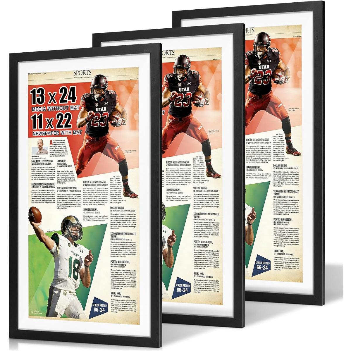 Jersey Frame Display Case 2 Pack, Large Clear Acrylic Shadow Box with Protection for Basketball Baseball Football Soccer Hockey Shirt, Wall Mount Wooden Showcase, Idea Gift for Sports Fans