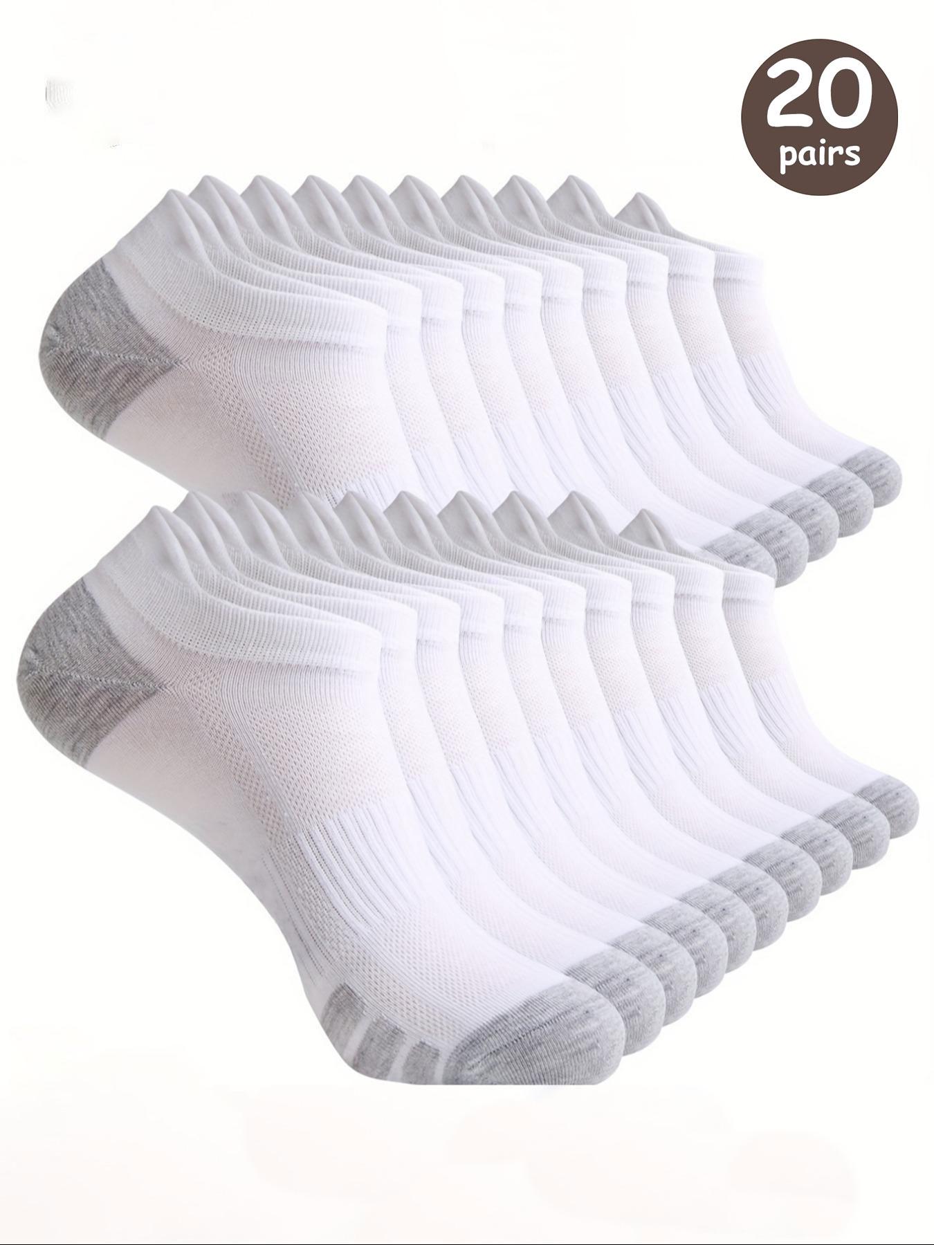 Men's Patchwork Print Ankle Socks, Casual Moisture Wicking Low Cut Socks for Daily Wear, Soft Comfy Breathable Fabric Socks for All Seasons, White Socks