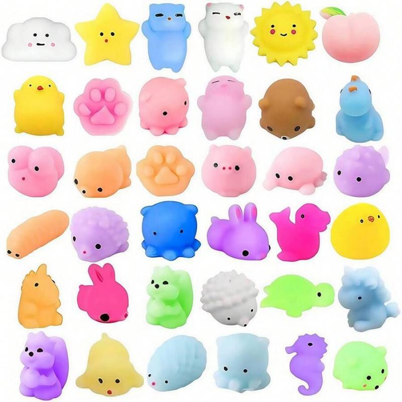 48pcs Mochi Squishy Toys, Mini Animal Squeeze Toys, Stress Relief Toys, Party Favor Bag Fillers, Birthday Party Gifts, Random Colors