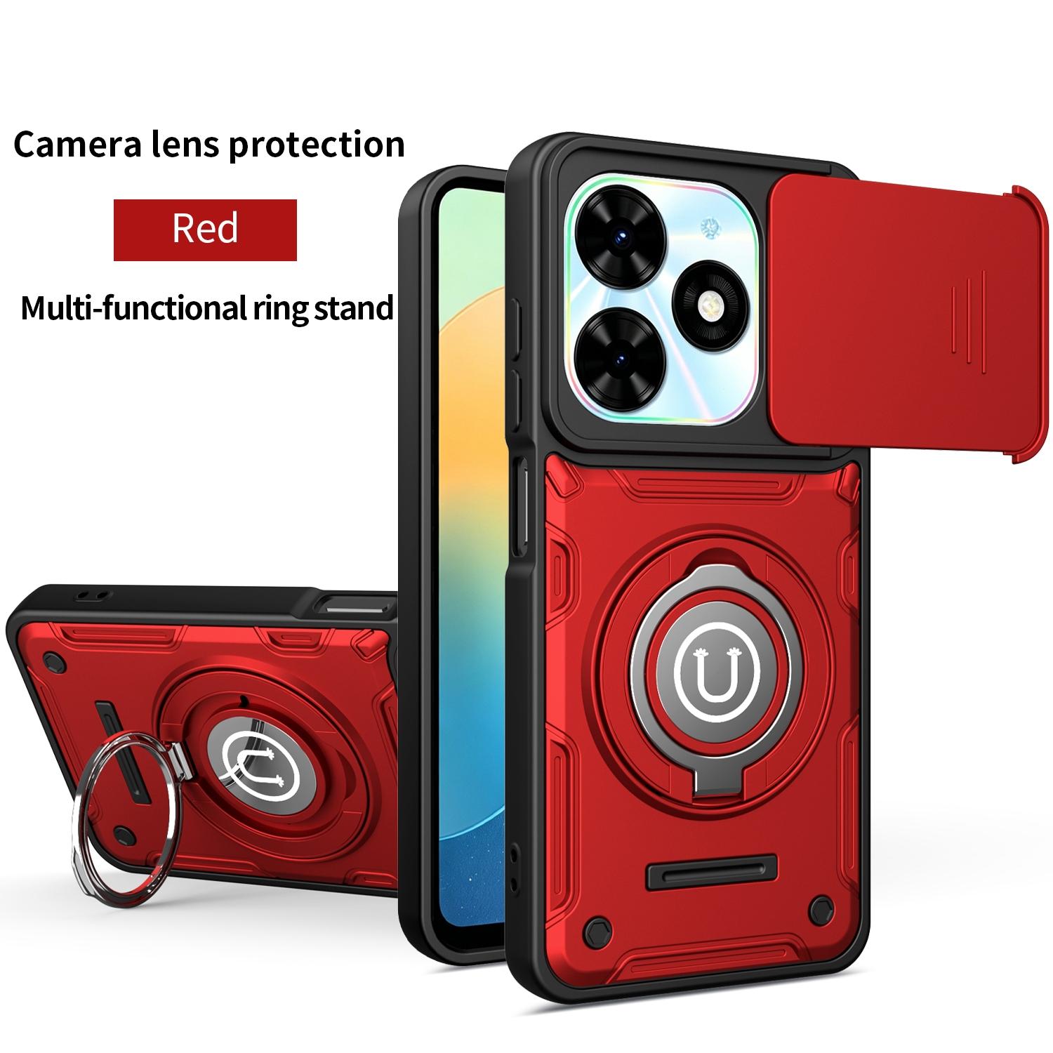 New 360 Rotating Magnetic Stand Phone Case for Tecno Spark20 & Tecno PoP8, Anti-Drop Phone Shell with Camera Cover Protection