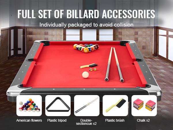 VEVOR Billiards Table, 7 ft Pool Table, Portable Foldable Space-Saving Table, Billiard Table Set Includes Balls, Cues, Chalks and Brush, Black with Red Cloth, Perfect for Family Game Room Kids Adults