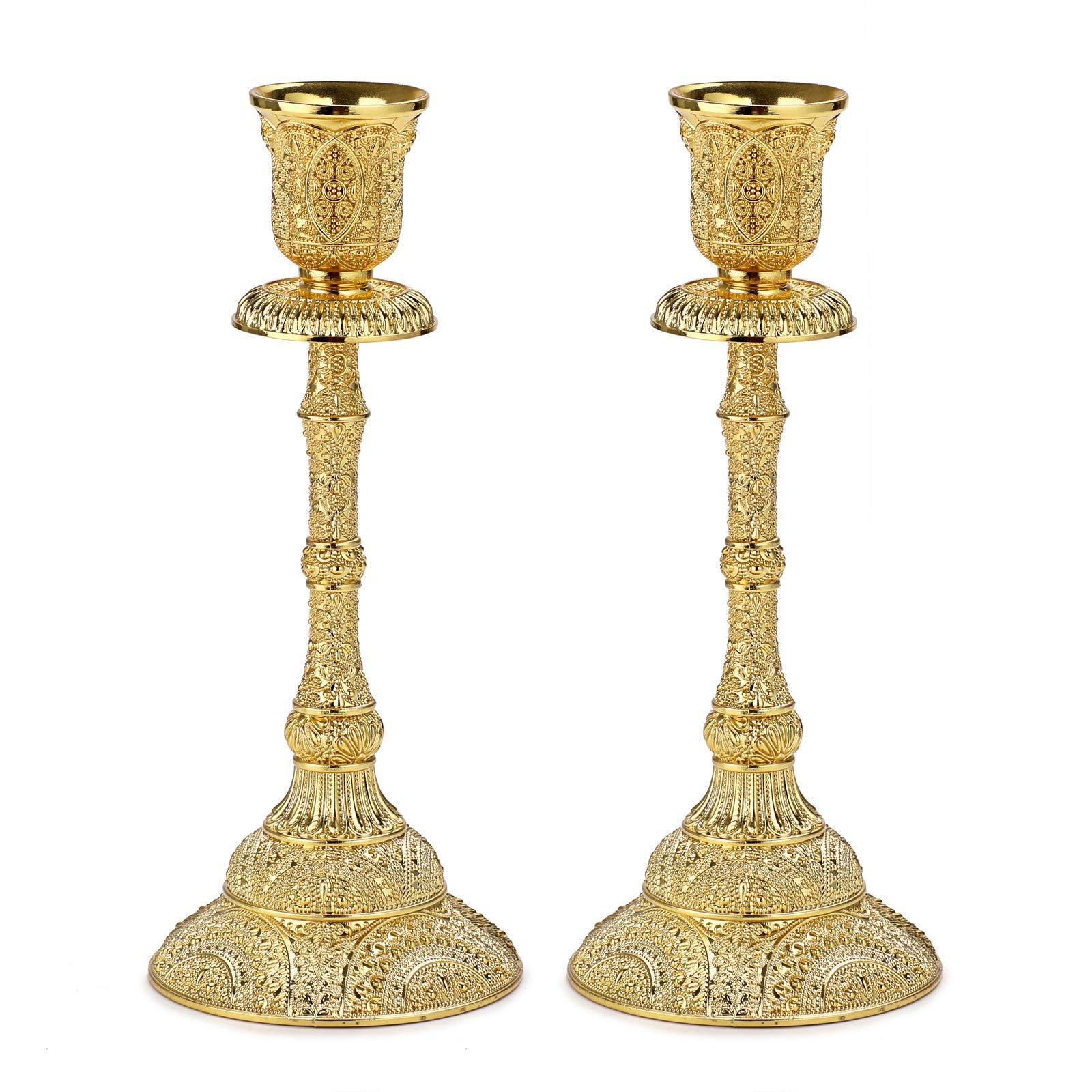 Set of 2, Golden Peacock Pattern Exquisite Candle Holders, Metal Candle Holders, Vintage Taper Candle Stands, Christmas Halloween Decorative Candle Racks, Holiday Gifts, Elegant Tabletop Centerpieces, Suitable for Weddings, Dining, and Home Decor.