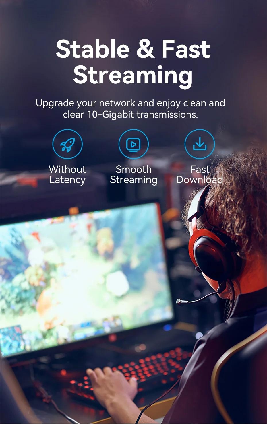 Vention CAT6A Ethernet Cable 10Gbps 90/360 Degree Rotation CAT 6A Slim Networking Internet Lan Cord for PC PS4 Router RJ45 Cable 0.5m 1m 2m 3m 5m 1.5m