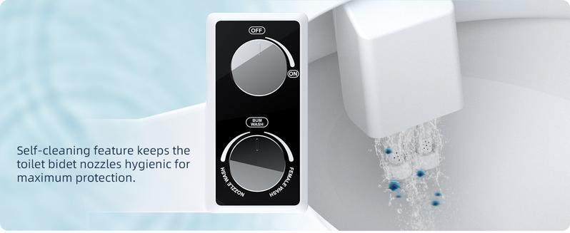 Hibbent Bidet Attachment for Toilet, Non-Electric Dual Nozzle for Frontal & Rear Wash, Adjustable Water Pressure Control, Fresh Water Bidet Toilet Seat, Self Cleaning Water Sprayer, Matte Black