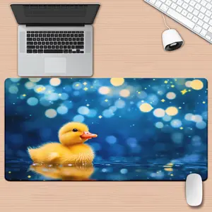 1pc, Yellow Rubber Duck on Blue - Dotted Water HD Printed Pad for Desk, Multi Functional XXL Mousepad, Keyboard Gaming Mouse Mats, Office Computer PC Gamer Desk Mat.Gifts for Family Friends