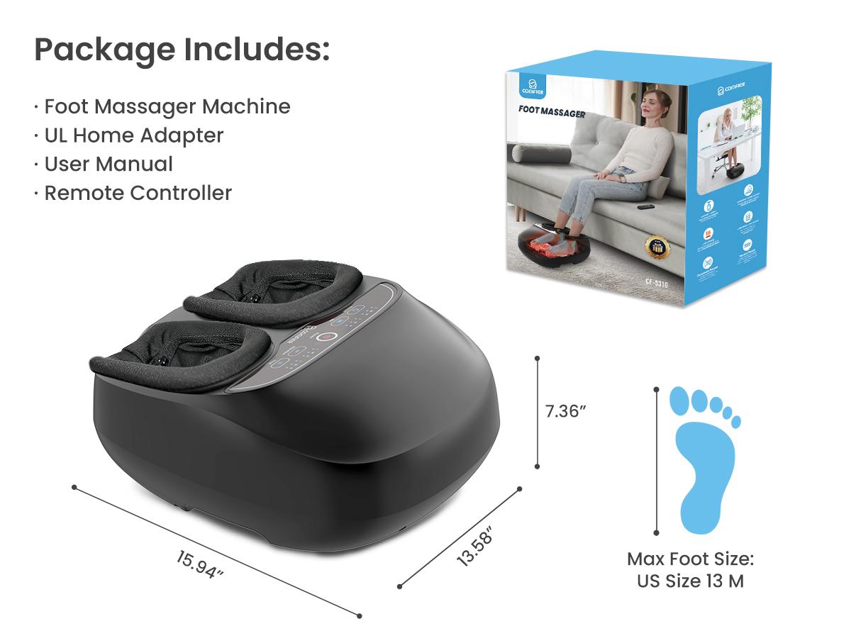 COMFIER Foot Massager Machine with Heat, Shiatsu Feet Massager  Remote Control, Customizable Settings, Pause Function, Comfort Adjustable Gift Mom