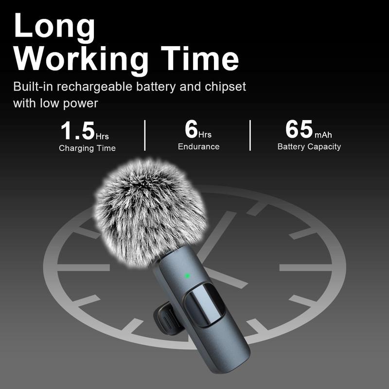 Professional Wireless Microphone, USB Rechargeable Wireless Microphone, Plug-Play Lapel Mic for Video Recording, Teaching, Interviews, Podcast Equipment, Gifts for Mums mini microfono minimic c interface mini microphone phone accessories Audio