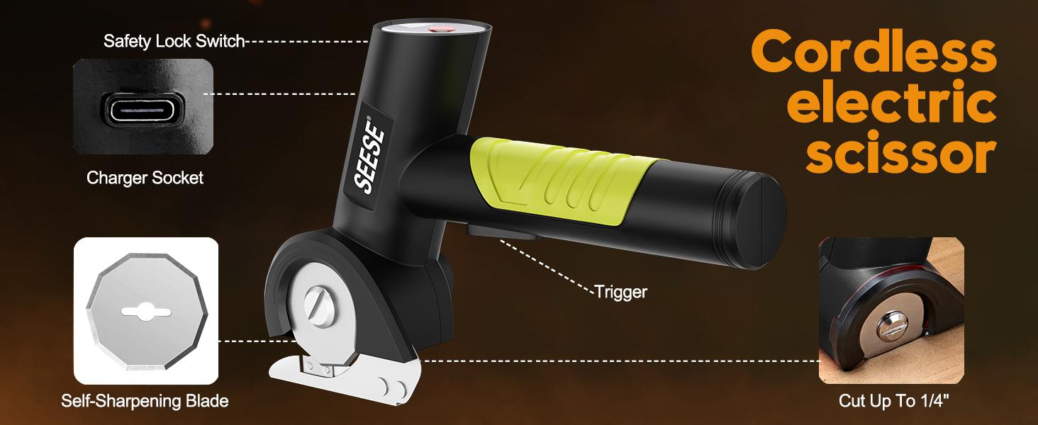 【SummerVibes】SEESE Cordless Rechargeable Electric Scissors – Portable Cutter for Fabric, Cardboard, Carpet & Leather Sewing Supplies Crafts Sewing Tools 【SummerVibes】SEESE Cordless Rechargeable Electric Scissors – Portable Cutter for Fabric, Cardboard, Carpet & Leather Sewing Supplies Crafts Sewing Tools
