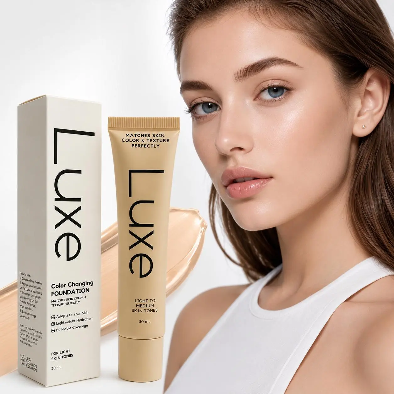 Women's Color Changing Cream Foundation - Blendable, Hydrating, Scented, Lightweight Buildable Coverage, Natural Dewy Finish, Smooth Second-Skin Look for Daily Beauty Routine