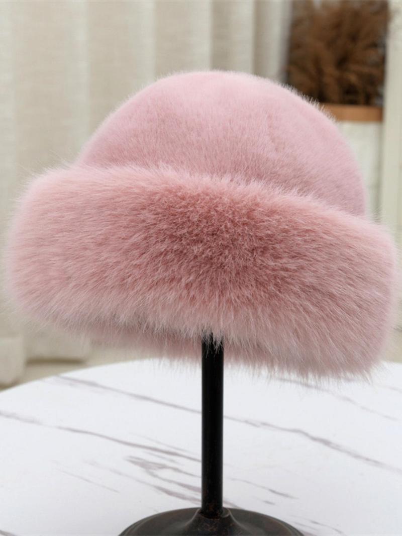 Women's Elegant Solid Color Bucket Hat, 2025 New Style Trendy Fuzzy Warm Hat, Chic All-match Girls Accessories for Fall & Winter Outfit Matching Beanie Fitted