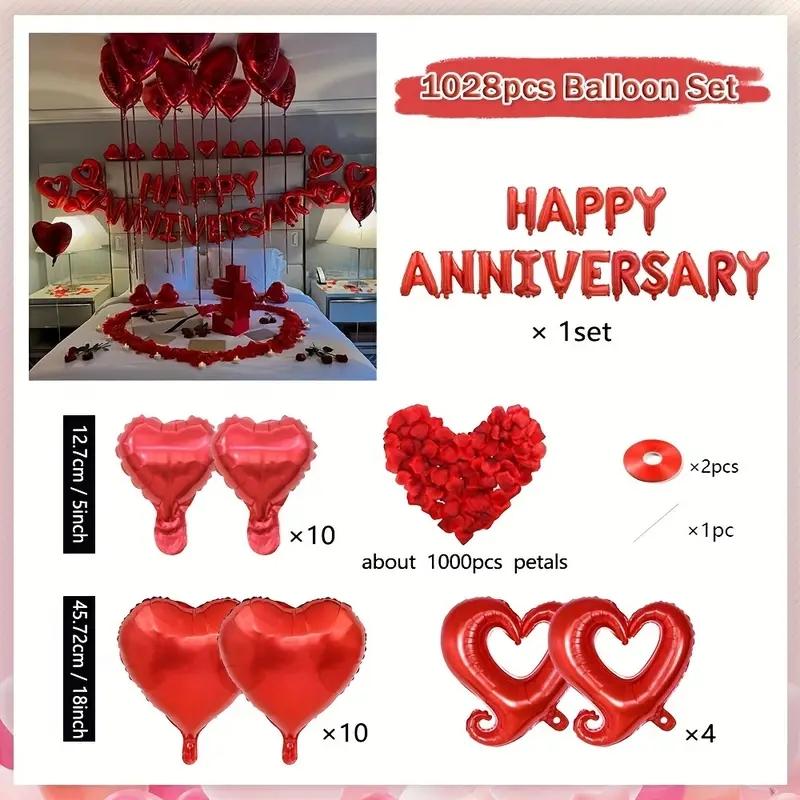 Heart-Shaped & Hollow Heart, 1000 Pieces Realistic Rose Petals, Perfect for Valentine’s Day Weddings Anniversaries, Heart Shaped Balloons