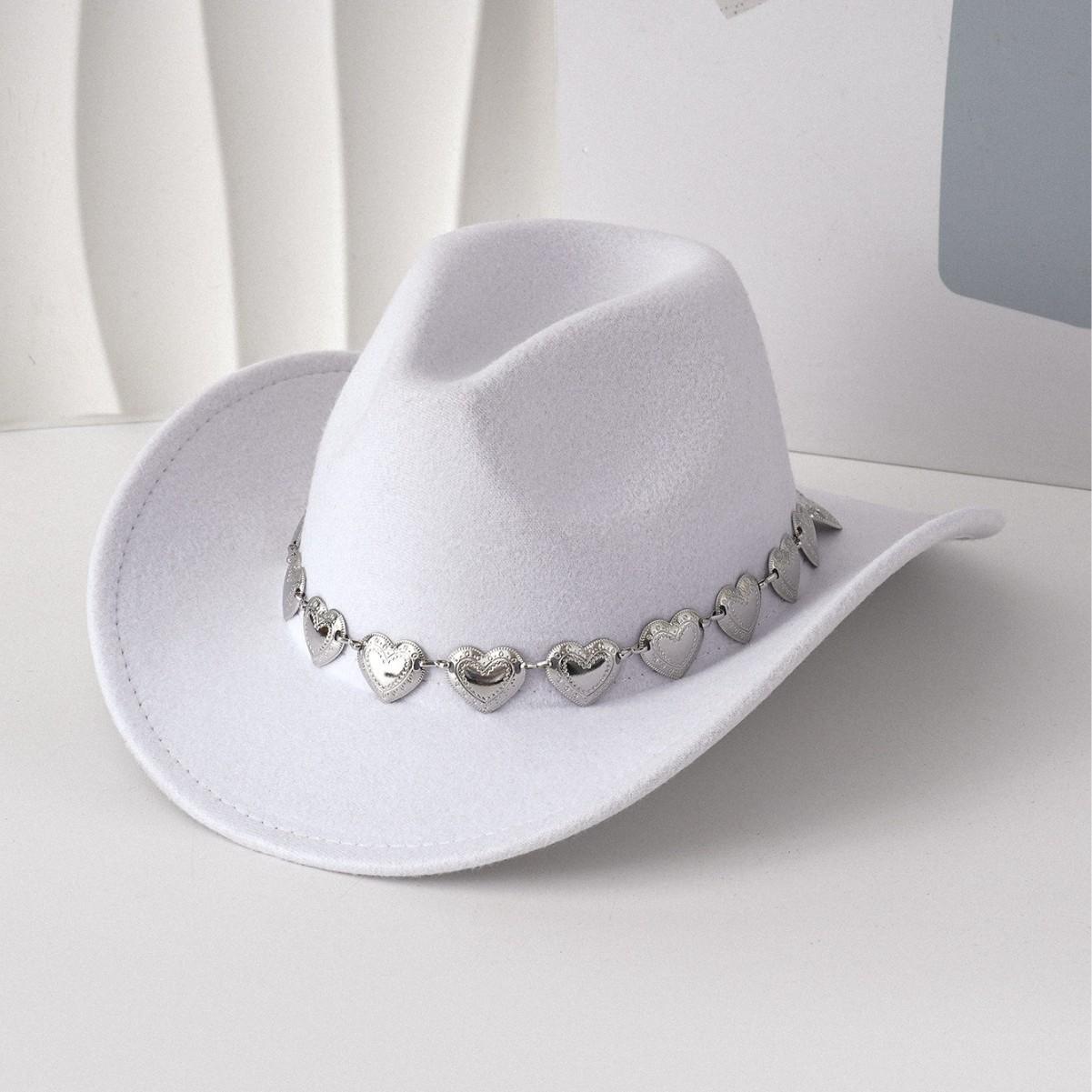 European and American cross-border hollow metal oversized love chain hat chain hip hop punk cowboy hat top hat retro felt hatSpeedy Smarts