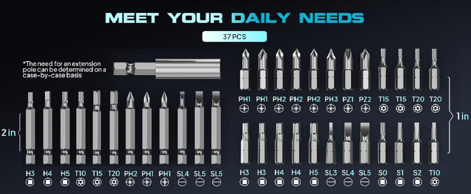 Seesii Electric Screwdriver, 37 Metal Bits, Max 6 N.m, 4 Torque Settings, 2000mAh Battery, LED Light Power Screwdriver Kit for Furniture/Computer/Electrical Repairs Bedroom Must-haves Tools #TikTokShopBacktoSchool SD100 Seesii Electric Screwdriver, 37 Metal Bits, Max 6 N.m, 4 Torque Settings, 2000mAh Battery, LED Light Power Screwdriver Kit for Furniture/Computer/Electrical Repairs Bedroom Must-haves Tools #TikTokShopBacktoSchool SD100