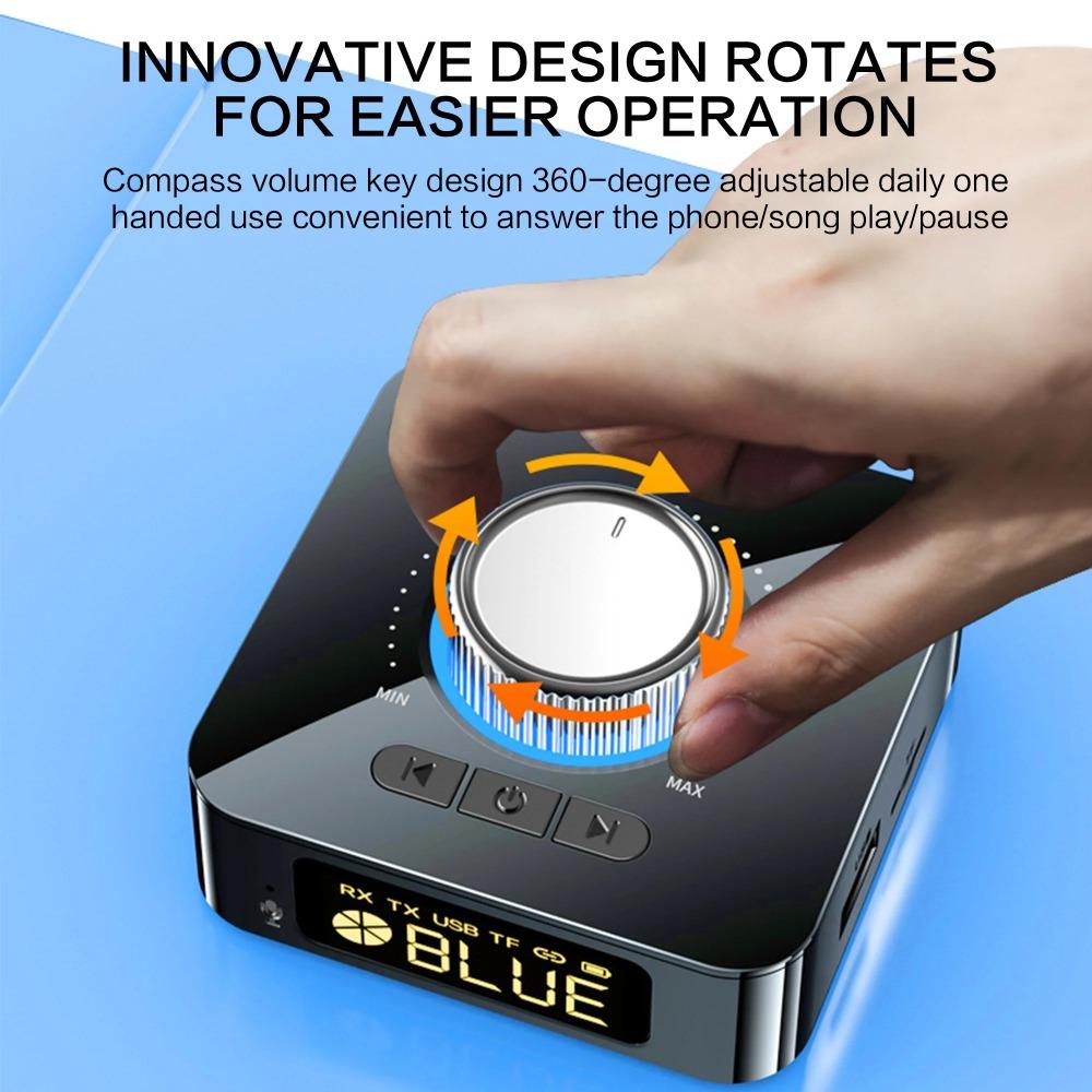 Low Latency Stereo Bluetooth Audio Receiver with 3D Surround Sound, Wireless Adapter & Multi-Function Converter for Vintage Speakers & Car Audio Systems, AUX Input, 3.5mm RCA Output, Tf Card Playback