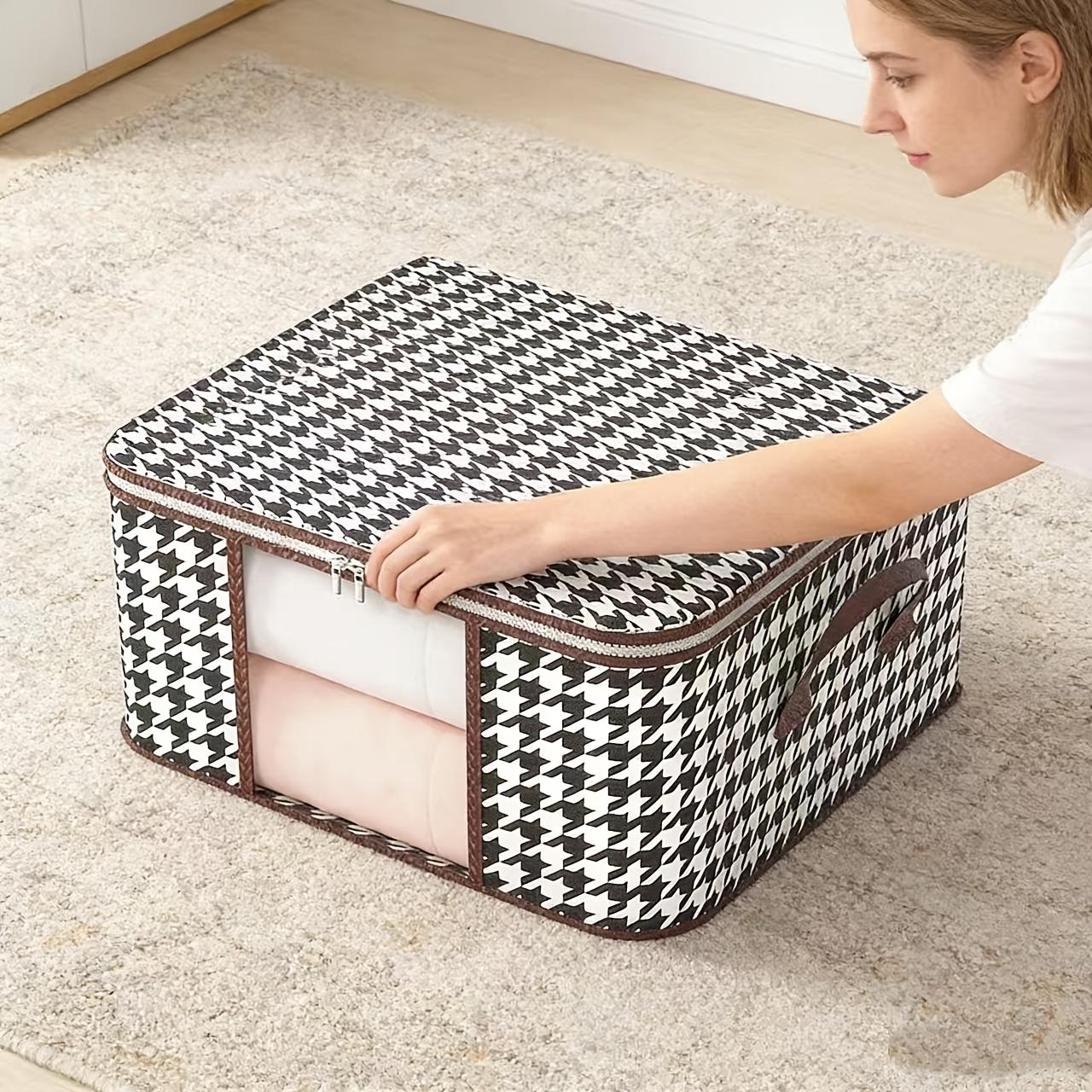 3-Piece Quilt Storage Bags, Foldable Clothes Organizer with Transparent Window, Zipper and Handle, Ideal for Dorms and Bedrooms