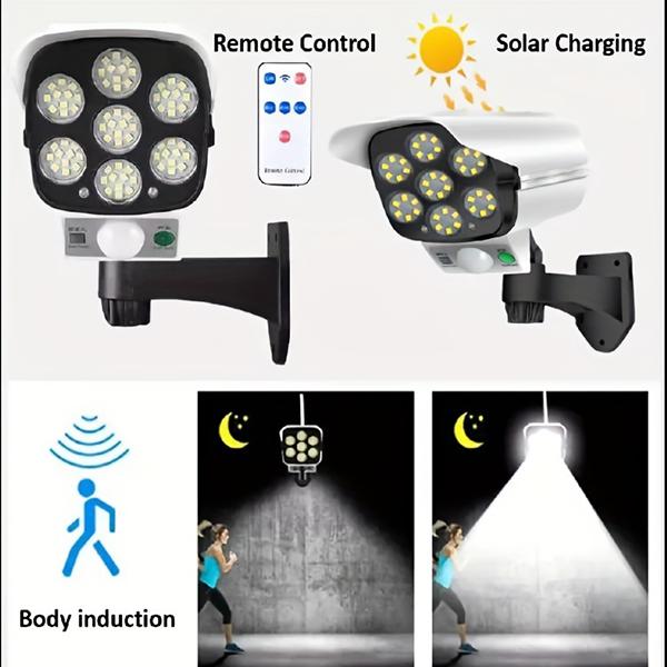 1:1 Fake Security Camera Light ️ Solar Powered | Motion Sensor & Remote Control | IP65 Waterproof | LED Deterrent Light for Home/Garden Durable Plastic Rechargeable