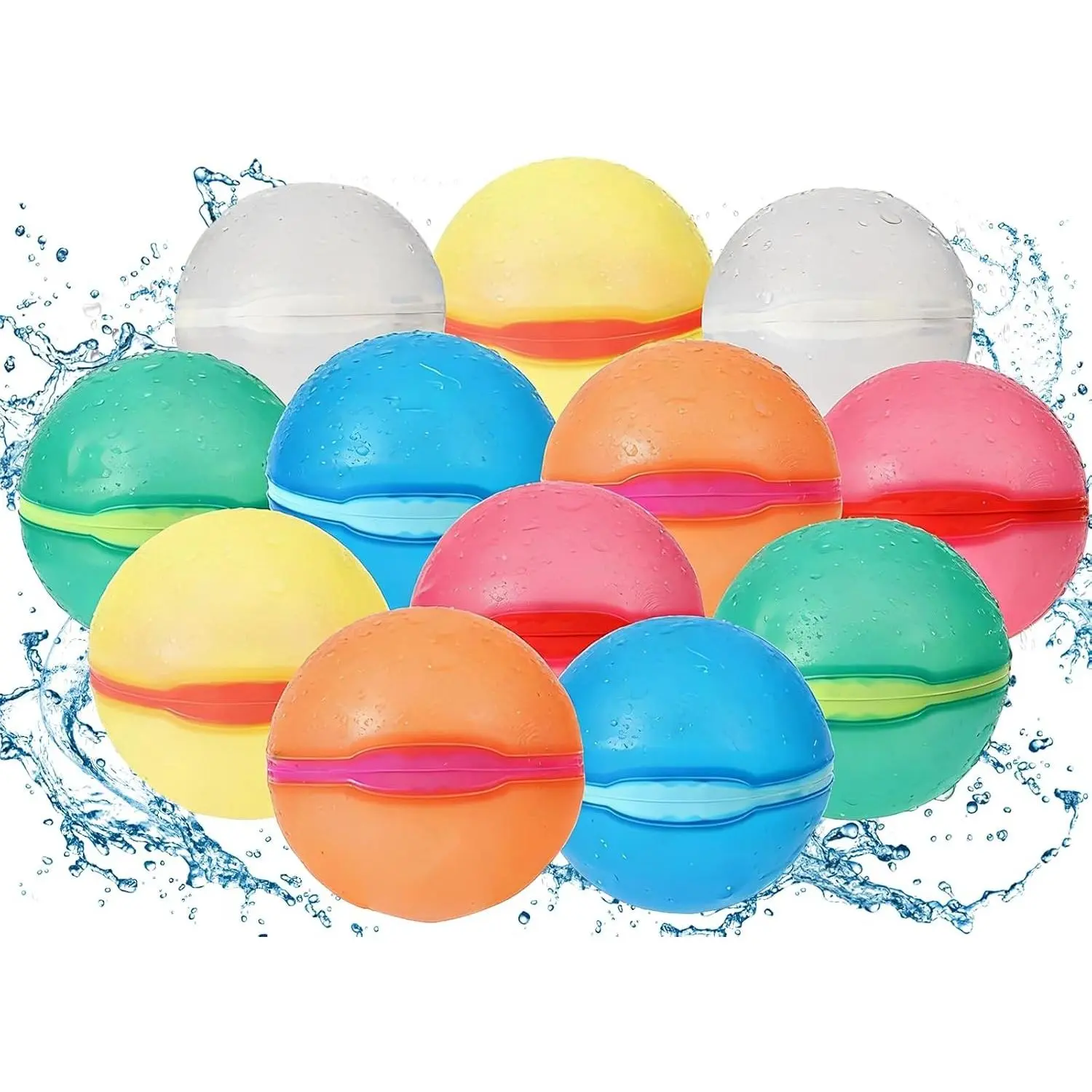 Reusable Water Balloons, 12 Pack Magnetic Refillable Water Balloons Quick Fill, Summer Fun for Kids Outdoor Pool Water Toys, Reusable Summer Outdoor Toys (12pcs)