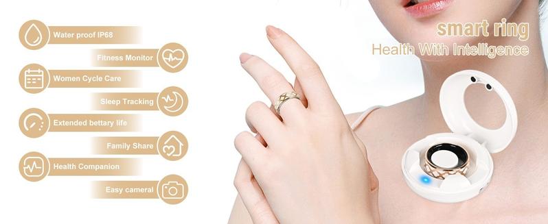 Smart Ring for Women & Man, Health Fitness Tracker,IP68 Waterproof Sleep Monitoring with Charging Case and Ring Protector,Remote Photography,Body Detection Finger Ring,No Subscription Fee for iPhone&Android,Wearable Devices