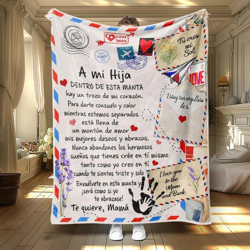 Room Decor Modern Style Letter Print SoftFlannel Blanket,1 Count Classic Floral PatternDurable Nap Throw for Home & Office, Warm &Cozy Blanket, Bedroom Decor Accessories.Halloween Decor soft throw gilmore girls blanket rest home