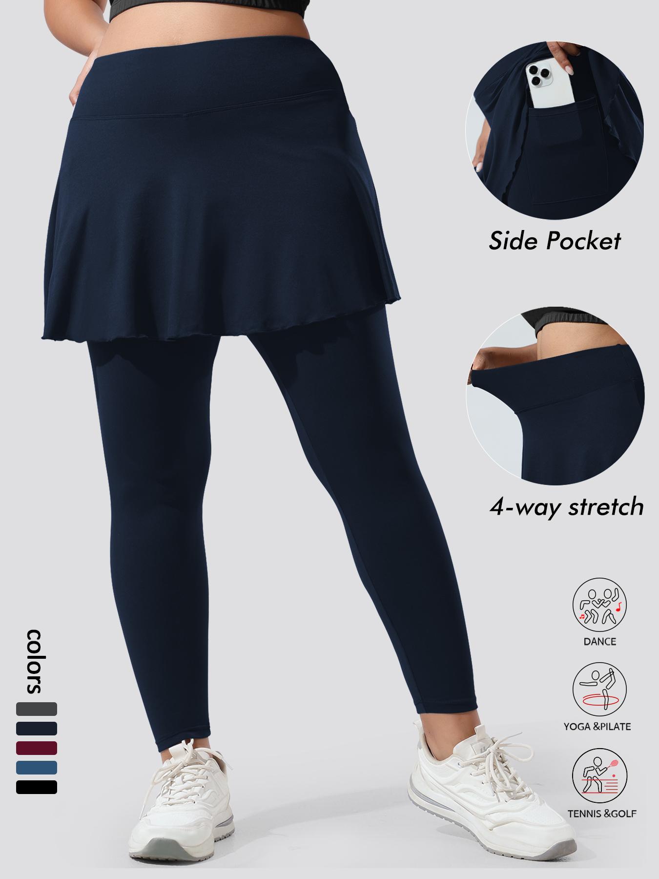 Women's Plus Size Skirt Pants with Pockets, High Elastic Soft Comfortable Sportswear, Tennis Attire, Unique Design, Active Skort Skirt, Sporty Breathable Skorts, Must-Have for Women