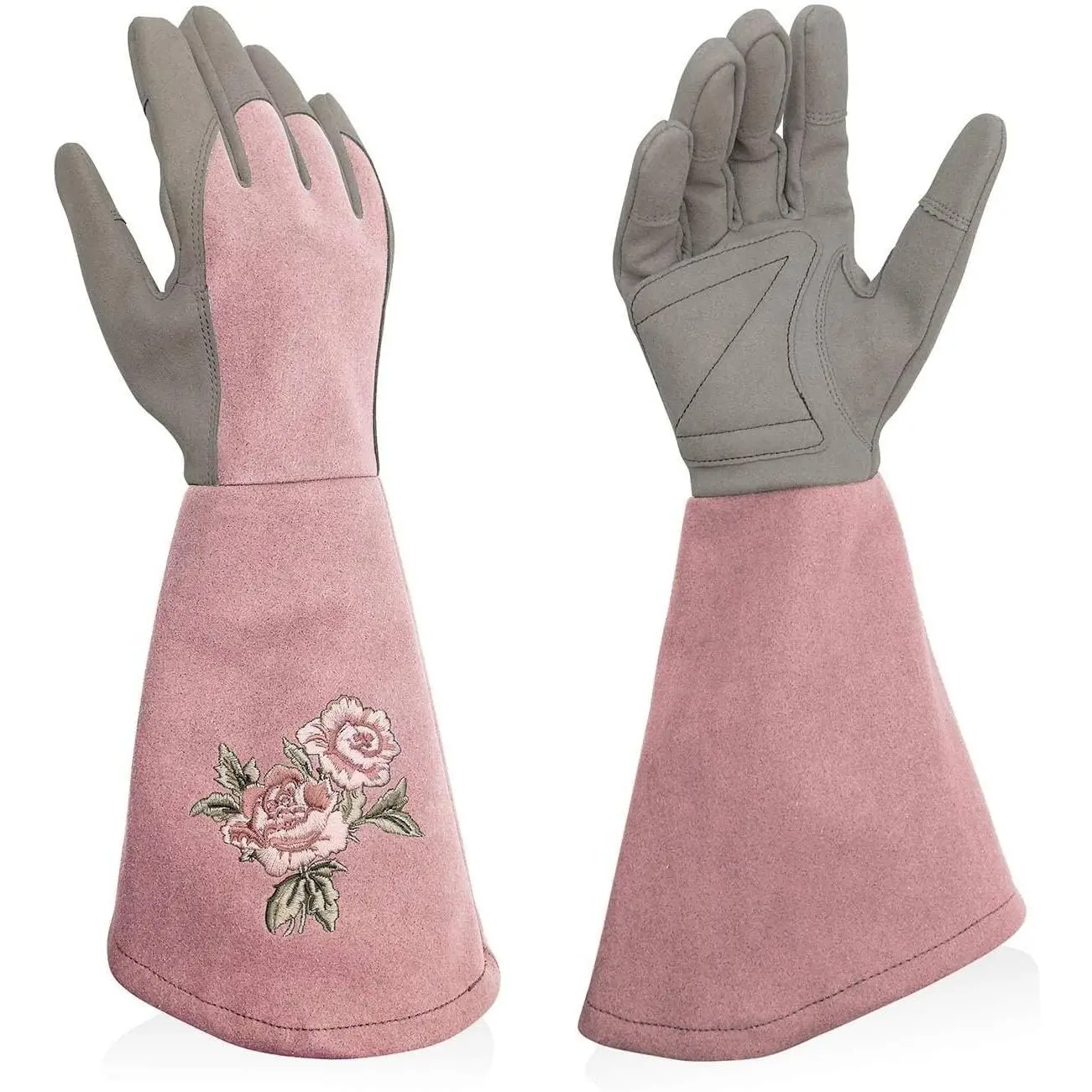 Rose Pruning Gloves with Forearm Protection, Thorn Resistant | Embroidery Design with Extra Long Cuff for Gardening and Pruning Tasks
