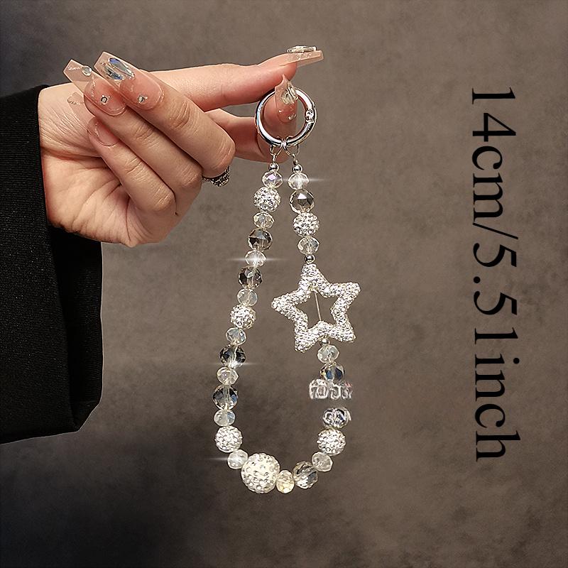 Luxury High-end Starburst Rhinestone Beaded Handheld Chain Wrist Short Lanyard Phone Case Bag Accessories Phone Charm Phone Wrist Strap Phone Chains Phone Accessory