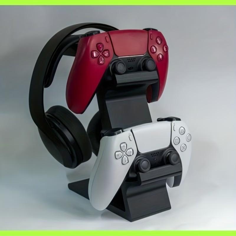 Multifunctional Stand for Ps5 Controllers, Headset Holder, Space for Two Gamepads, One Headphone, Non-Charging Desktop for Playstation 5 & Xbox