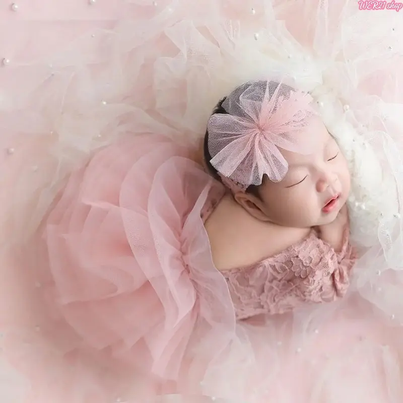 Newborn Baby Girl Photography Outfit, Cute Lace Romper With Matching Headband, Unique Newborn Photoshoot Props, Lovely Baby Gift Set