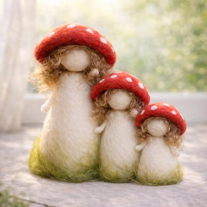1Set Needle Felting Kit, Felting kits for Beginners adult with Step-by-Step Tutorials, Mushroom Girl DIY Felting Kit, Cute Funny Home Decorative Ornaments, Birthday Valentine's Day and Christmas Novelty Gifts, Diy Handmade Craft