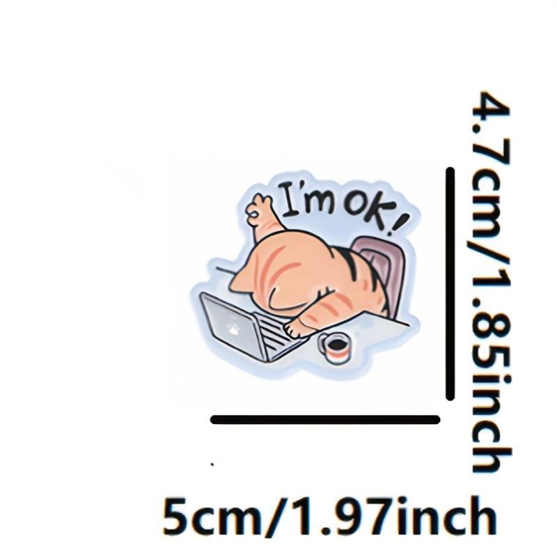 A "I'M Fine" Cat Sticker - Glossy Hollow Design, Suitable for Laptops, Water Bottles, And Phones - Durable Accessory And Gift, Notebook Decoration