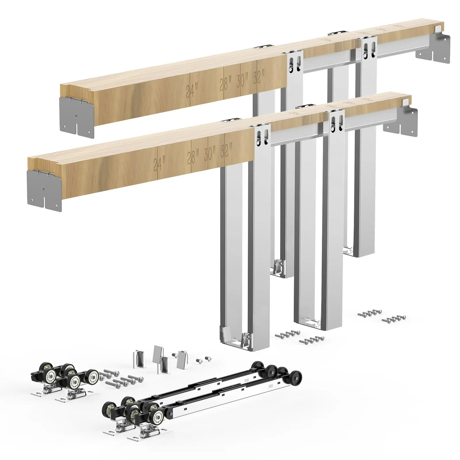 VEVOR Pocket Door Frame Kit 72" x 80" Pocket Door Kit with Steel Studs, For Home Doors, Two-Way Soft Close Mechanism, Smooth & Quiet Sliding, Space-Saving Hidden Installation, Adjustable Width