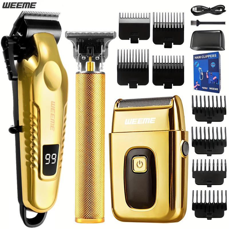 WEEME Men's Electric Shaver Set, Beard Hair Shaver, 2/3/4pcs Rechargeable Trimmer Kit, USB Charging, T-Head Design, Perfect Gift for Father Husband Boyfriend