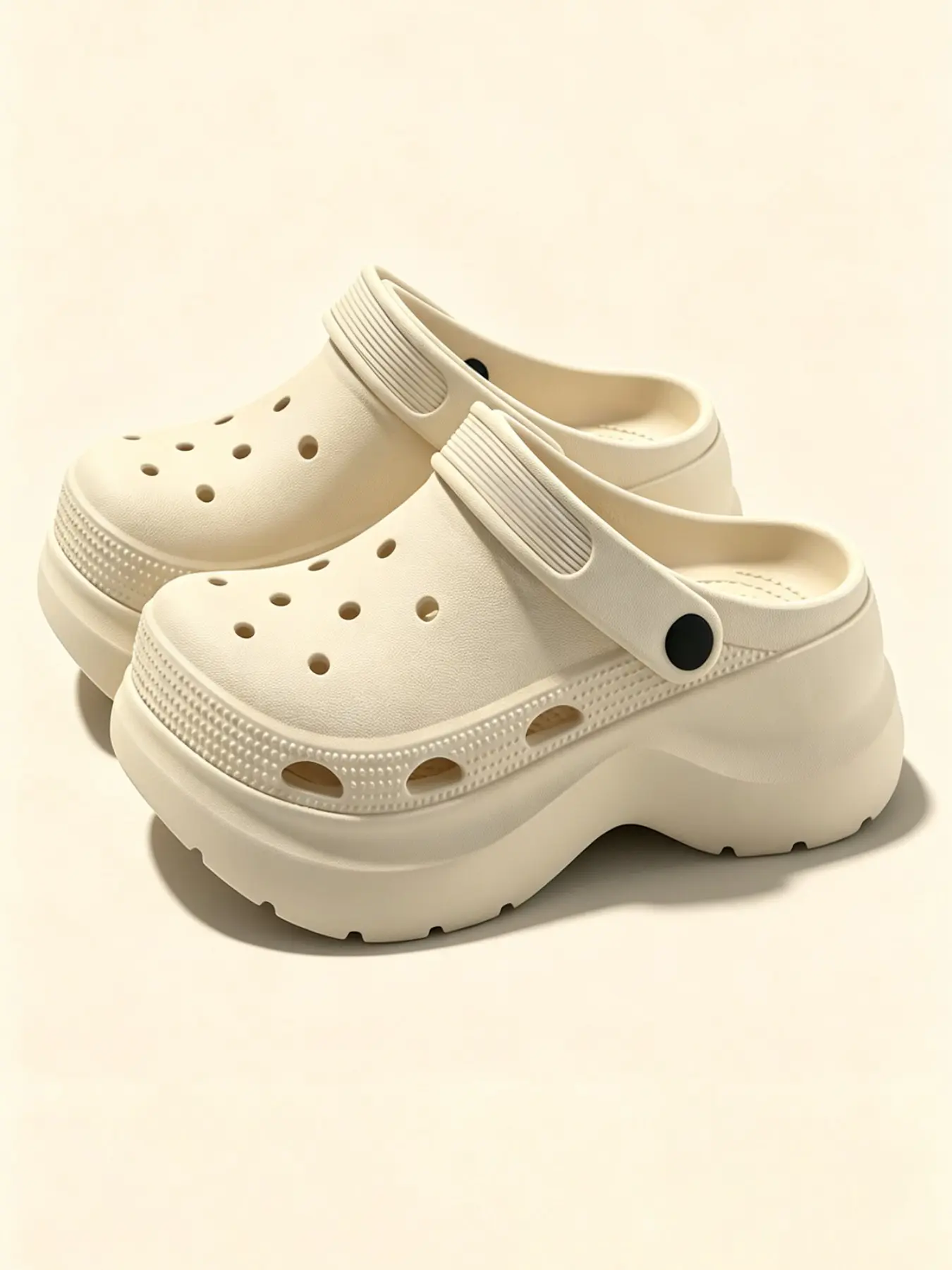 Women's Chunky Platform EVA Clogs, Lightweight Slip On Shoes with Breathable Design & Adjustable Heel Strap for Summer Casual Wear