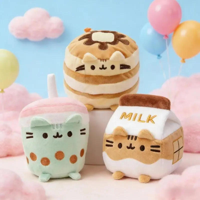 Cute Dessert Cat Plush Toy Soft Fluffy Kawaii Cat Stuffed Animal for Fans Gift for Girls Kids Room Decor Cute Cartoon Plushie