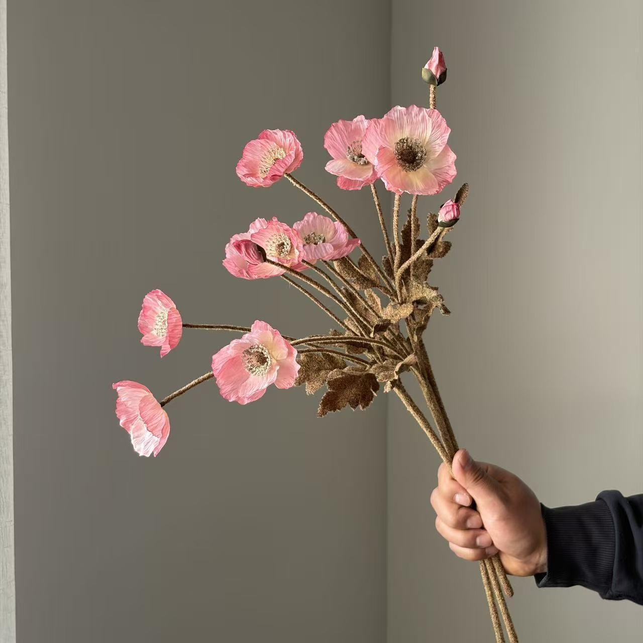 High-Quality Autumn Color Poppies Simulation Flowers, Soft Decoration Pairing, Factory Direct Quality, Perfect for Home Decor