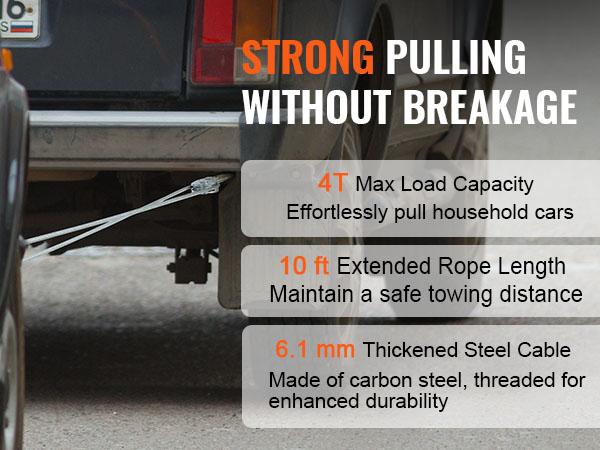 VEVOR Come Along Winch, 4 Ton (8, 818 lbs) Pulling Capacity, 10 ft Steel Cable, 3 Hooks, Heavy Duty Ratchet Power Puller Tool with Dual Gears, Automotive Hoist Cable Puller Ideal for Vehicle Rescue