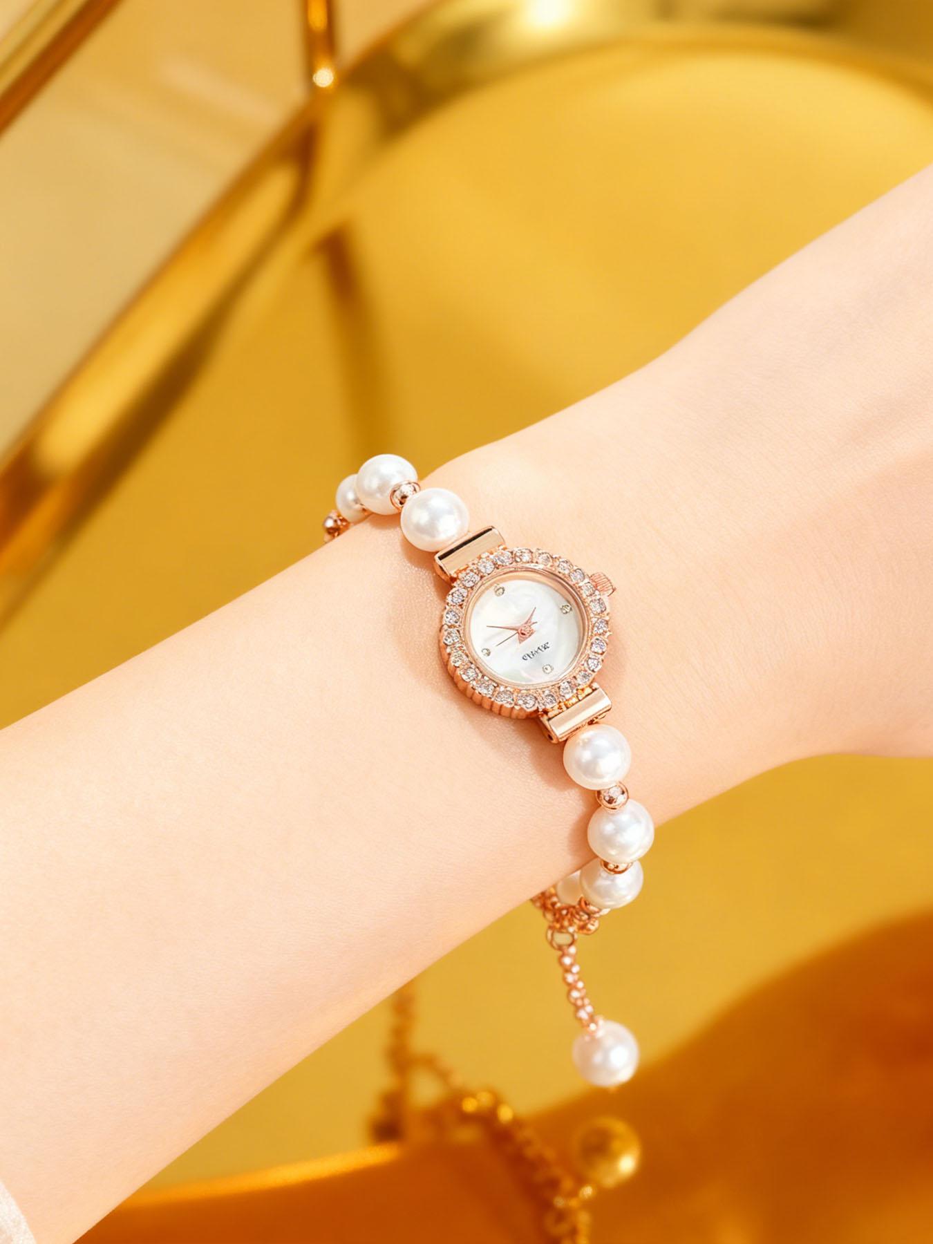 Elegant Ladies' Adjustable Alloy Bracelet Watch with Quartz Movement, Suitable for Daily Matching and Gifting To Friends
