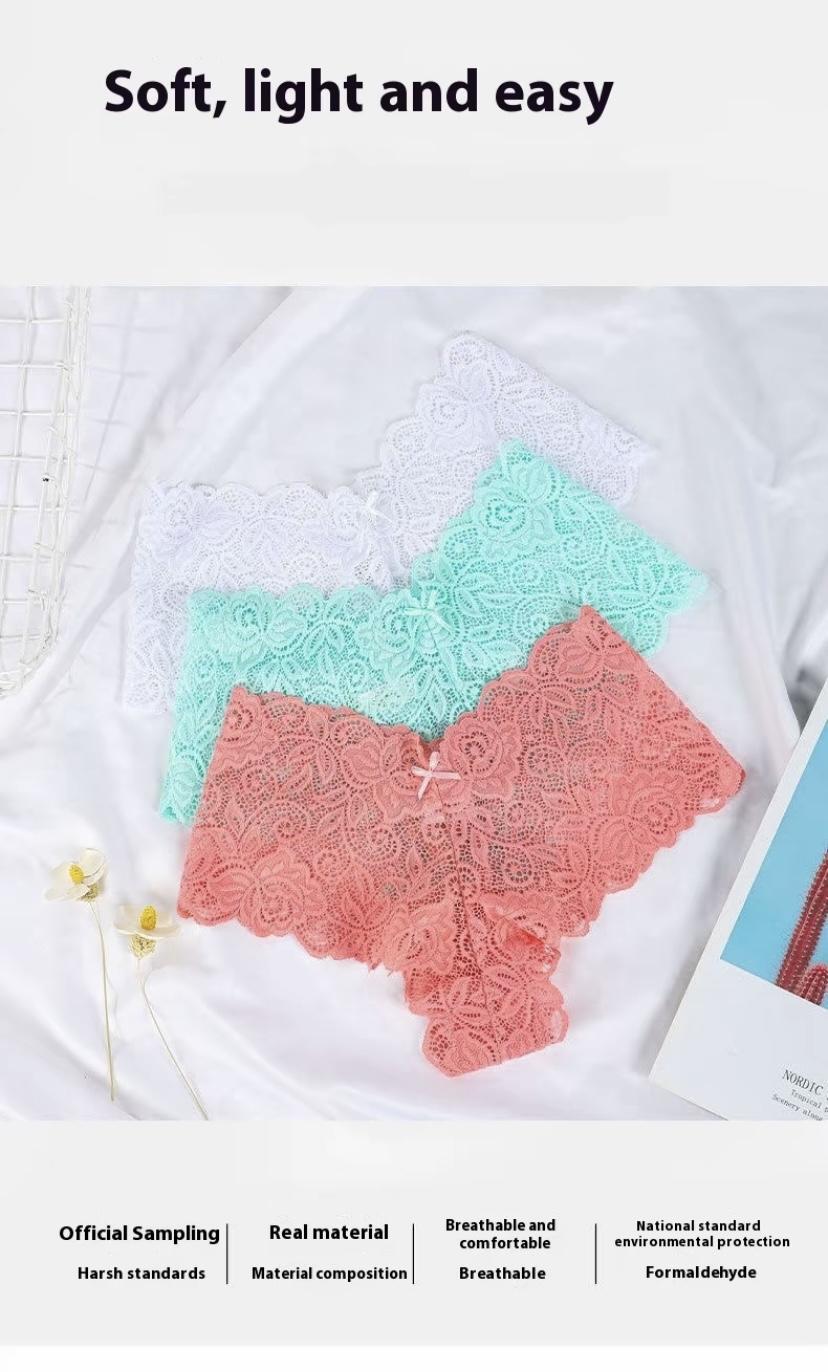 Lace Bikini Pants for Women - Low-Rise, Wavy Edges,Semi-Transparent Mesh, Skin-Friendly, Soft, Triangle Style,ldeal for Beach Parties & Camping