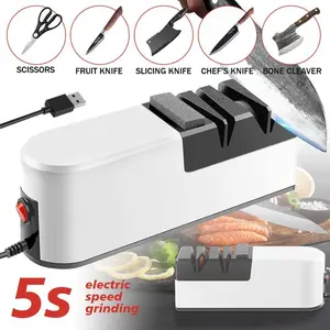 Electric Knife Sharpener USB 4-Stage Automatic Knife Sharpening Tool for Kitchen Knives, Fast Blade Repair & Polishing for Home & Professional Use#fathersdaygift