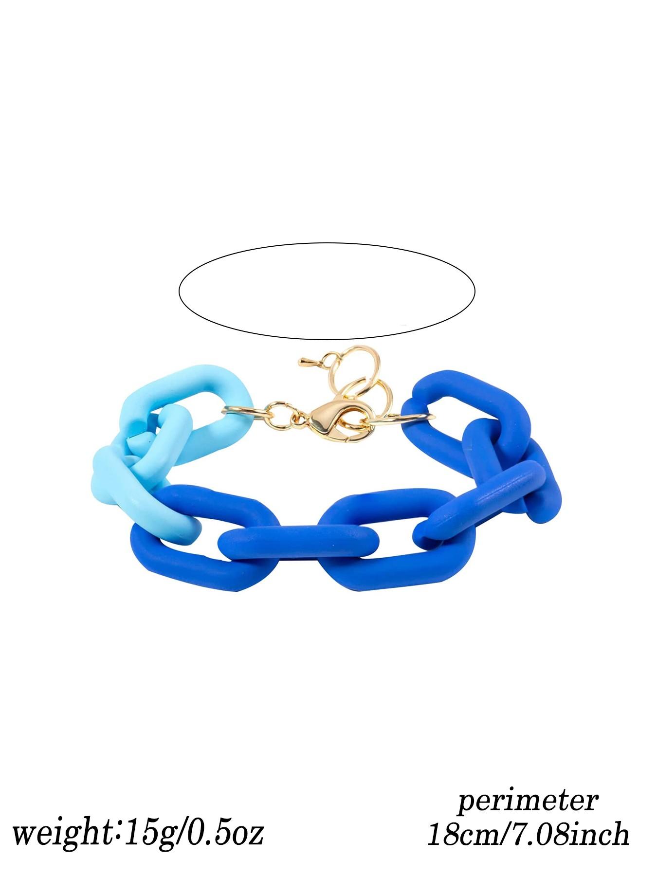Chunky Colourful Resin Chain Bracelet for Women, Neon Plastic Rainbow Jewelry, Y2K Dopamine Aesthetic, Beach Party Bangle, Gift Box Pack