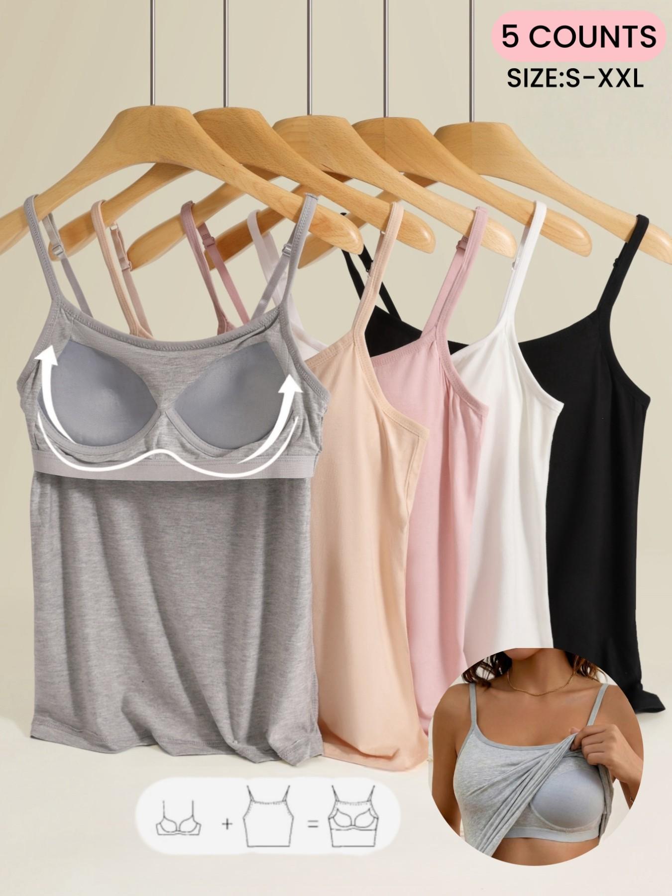 Women's Summer Thin Farbic 2-In-1 Bra Cup Tank Top, Adjustable Straps, Fresh&Comfortable Plain Inner Layer, Sleeveless Fitted Soft Vest,Home&Sleep Cami Top Women's Summer Thin Farbic 2-In-1 Bra Cup Tank Top, Adjustable Straps, Fresh&Comfortable Plain Inner Layer, Sleeveless Fitted Soft Vest,Home&Sleep Cami Top
