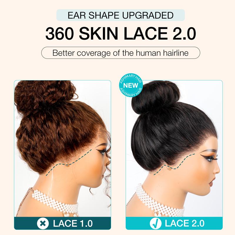 250% Density Water Wave Invisi Strap Snug Fit 360 Wig with Drawstring Bleached Knots Pre Cut Lace Beginner Friendly Glueless Ready to Go Human Hair Pre Everything with Baby Hair Around Wig