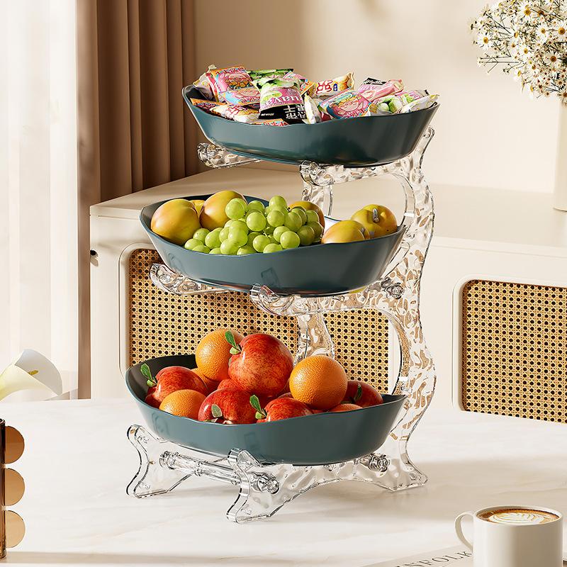 Three-Tier Fruit Basket with Stand, Detachable Snack/nut/cake/dessert/vegetable Storage Box, Perfect Kitchen Counter Organizer