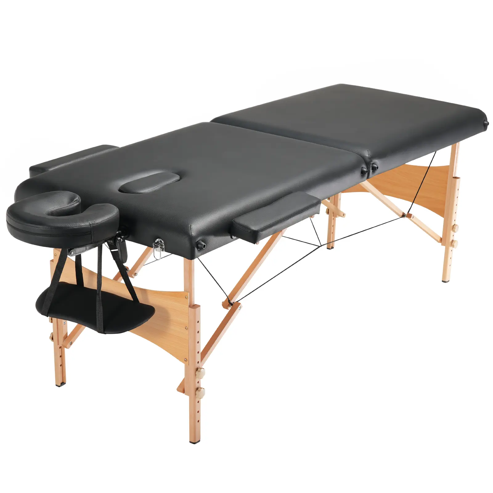 Portable Massage Table 28" W, 2 Folding Lightweight Massage Table, 8-Level Height Adjustable Salon Tattoo Bed, Spa Table with Headrest, Armrests, Hand Pallet & Carrying Bag, 600LBS