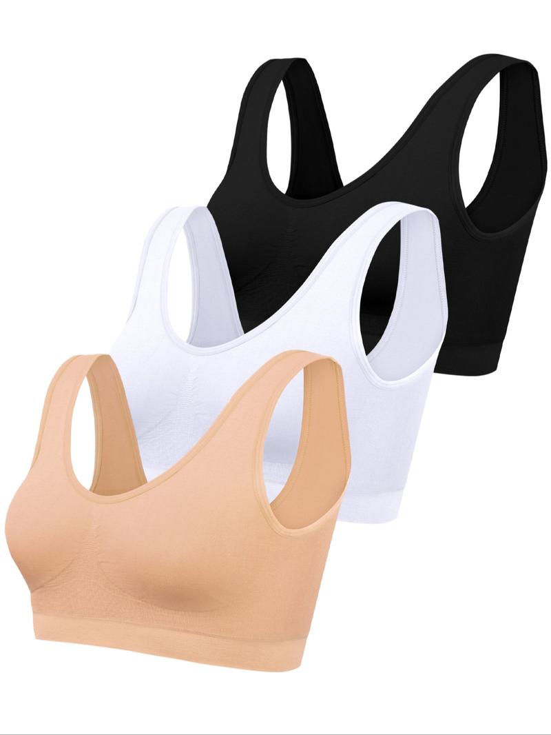 Women's Solid Backless Wireless Push Up Bra, Comfortable Breathable Simple Crop Tank Top for Daily Wear, Women's Bralette Lingerie Top for All Seasons