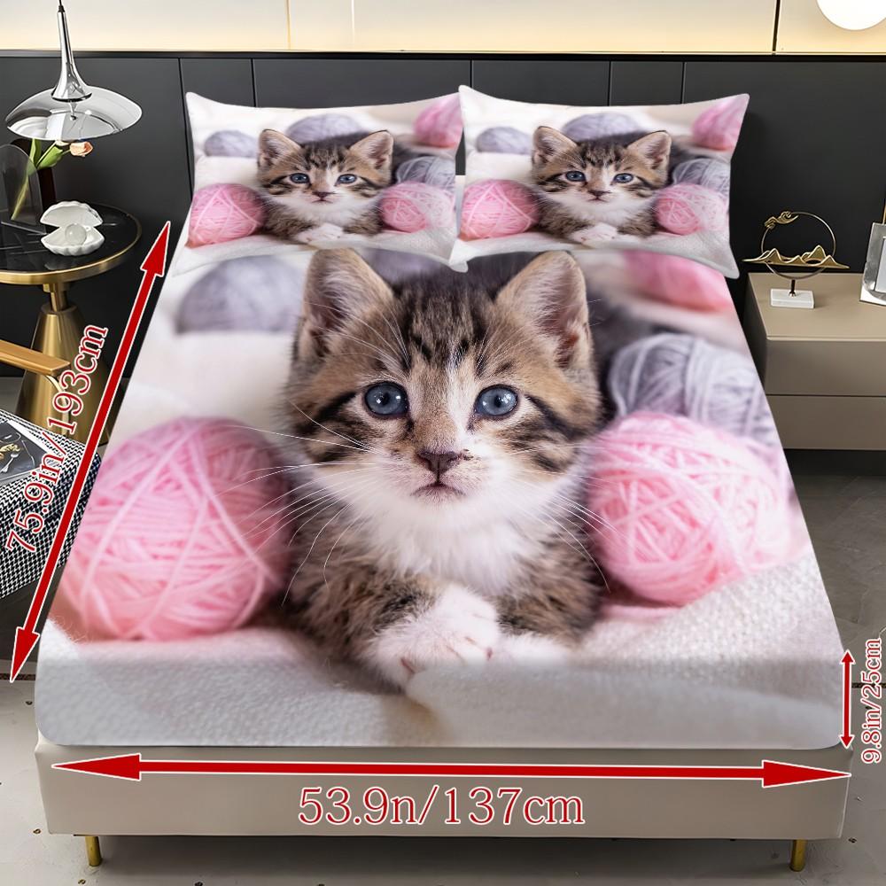 Bed Sheet Set (1 Fitted Sheet + 2 Pillowcases), Modern Style, Comfortable and Aesthetic, Suitable for Dorms and Hotels, All Seasons, Bed Sheets Set